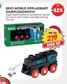 Extra Leker BRIO WORLD OPPLADBART DAMPLOKOMOTIV, NOK 279 tilbud