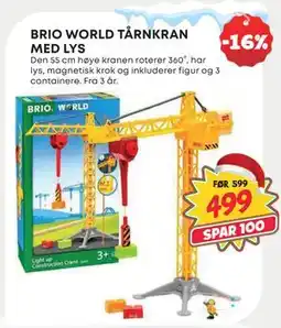 Extra Leker BRIO WORLD TÅRNKRAN MED LYS, NOK 499 tilbud
