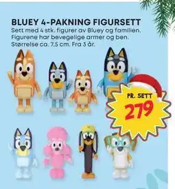 Extra Leker BLUEY 4-PAKNING FIGURSETT, NOK 279 tilbud