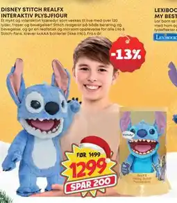 Extra Leker DISNEY STITCH REALFX INTERAKTIV PLYSJFIGUR, NOK 1299 tilbud