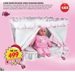 Extra Leker LISSI BABYDUKKE MED HIMMELSENG, NOK 499 tilbud