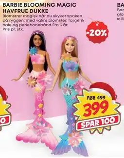 Extra Leker BARBIE BLOOMING MAGIC HAVFRUE DUKKE, NOK 399 tilbud