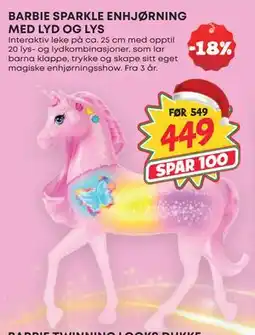 Extra Leker BARBIE SPARKLE ENHJØRNING MED LYD OG LYS, NOK 449 tilbud