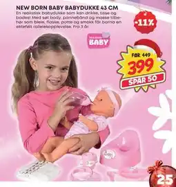 Extra Leker NEW BORN BABY BABYDUKKE 43 CM, NOK 399 tilbud