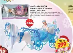 Extra Leker AMELIA FASHION PRINCESS DUKKE MED HEST OG VOGN, NOK 399 tilbud