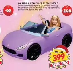 Extra Leker BARBIE KABRIOLET MED DUKKE, NOK 399 tilbud