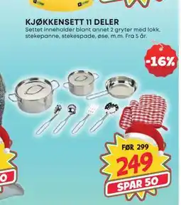 Extra Leker KJØKKENSETT 11 DELER, NOK 249 tilbud