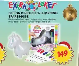 Extra Leker DESIGN DIN EGEN ENHJØRNING SPAREBØSSE, NOK 149 tilbud