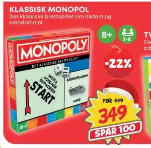 Extra Leker KLASSISK MONOPOL, NOK 349 tilbud