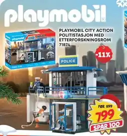 Extra Leker PLAYMOBIL CITY ACTION POLITISTASJON MED ETTERFORSKNINGSROM 71874, NOK 799 tilbud