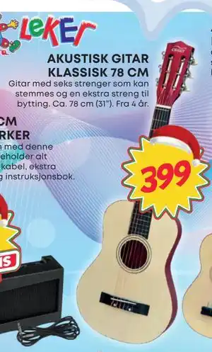 Extra Leker AKUSTISK GITAR KLASSISK 78 CM, NOK 399 tilbud
