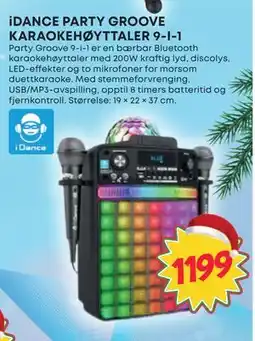 Extra Leker iDANCE PARTY GROOVE KARAOKEHØYTTALER 9-I-1, NOK 1199 tilbud