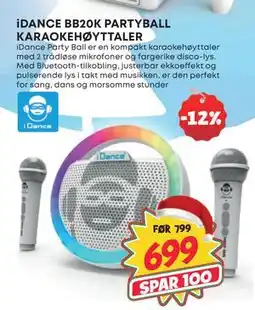 Extra Leker iDANCE BB20K PARTYBALL KARAOKEHØYTTALER, NOK 699 tilbud