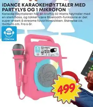 Extra Leker iDANCE KARAOKEHØYTTALER MED PARTYLYS OG 1 MIKROFON, NOK 499 tilbud
