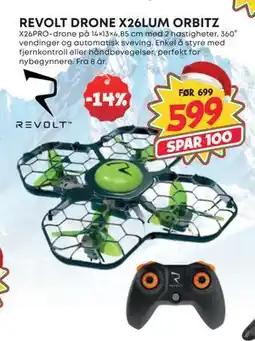 Extra Leker REVOLT DRONE X26LUM ORBITZ, NOK 599 tilbud
