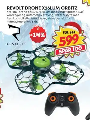 Extra Leker REVOLT DRONE X26LUM ORBITZ, NOK 599 tilbud