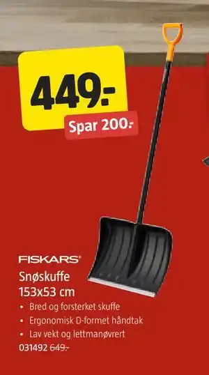 Snøskuffe 153x53 cm, NOK 449