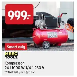 Jula Kompressor 24 l 1000 W 1/4 ” 230 V, NOK 999 tilbud