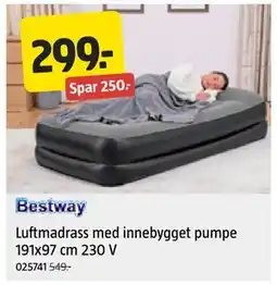 Jula Luftmadrass med innebygget pumpe 191x97 cm 230 V, NOK 299 tilbud