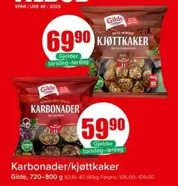 Spar Karbonader/kjøttkaker tilbud