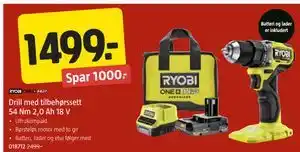 Jula Drill med tilbehørssett 54 Nm 2,0 Ah 18 V, NOK 1499 tilbud