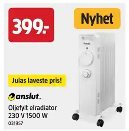 Jula Oljefylt elradiator 230 V 1500 W, NOK 399 tilbud