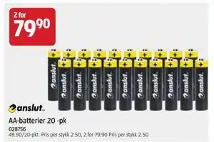 Jula AA-batterier 20 -pk, NOK 79.9 tilbud