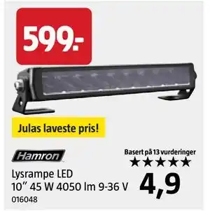 Jula Lysrampe LED 10” 45 W 4050 lm 9-36 V, NOK 599 tilbud