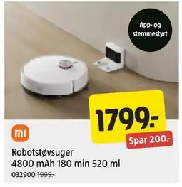 Jula Robotstøvsuger 4800 mAh 180 min 520 ml, NOK 1799 tilbud