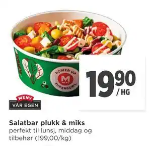 Meny Salatbar plukk & miks, NOK 19.9 tilbud