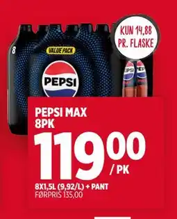Meny PEPSI MAX 8PK, NOK 119 tilbud