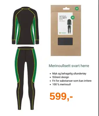 Felleskjøpet Merinoullsett svart herre tilbud