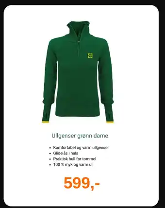Felleskjøpet Ullgenser grønn dame tilbud