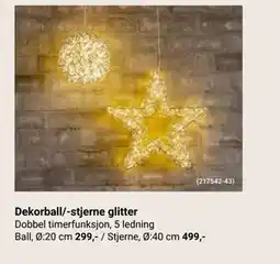 Europris Dekorball/-stjerne glitter tilbud
