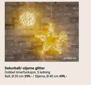 Europris Dekorball/-stjerne glitter tilbud