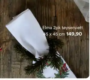 Kid Interiør Elma 2pk tøyserviett 45 x 45 cm, NOK 149.9 tilbud