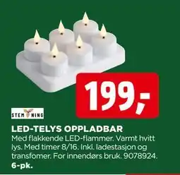 jem & fix LED-TELYS OPPLADBAR, NOK 199 tilbud