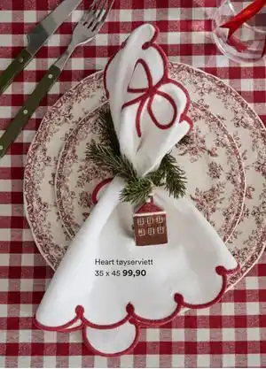 Kid Interiør Heart tøyserviett 35 x 45, NOK 99.9 tilbud