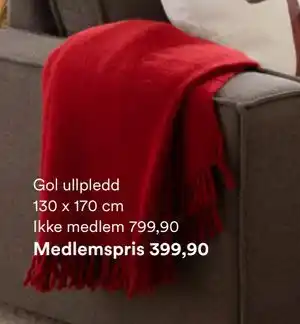 Kid Interiør Gol ullpledd 130 x 170 cm, NOK 799.9, Medlemspris tilbud