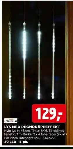 jem & fix LYS MED REGNDRÅPEEFFEKT, NOK 129 tilbud