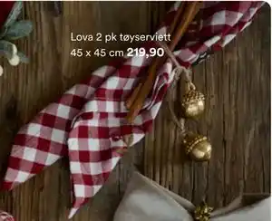 Kid Interiør Lova 2 pk tøyserviett 45 x 45 cm, NOK 219.9 tilbud
