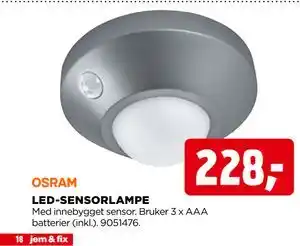 jem & fix LED-SENSORLAMPE, NOK 228 tilbud