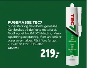 jem & fix FUGEMASSE TEC7, NOK 219 tilbud