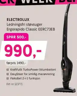 ELON Electrolux ledningsfri støvsuger ergorapido classic eerc73eb tilbud