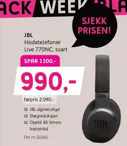 ELON JBL Hodetelefoner Live 770NC, svart tilbud