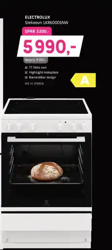 ELON Electrolux stekeovn lkr60001nw tilbud