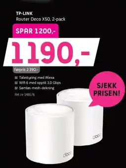ELON TP-LINK Router Deco X50, 2-pack tilbud