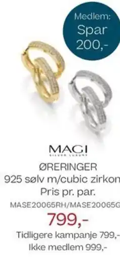 Bjørklund Magi øreringer 925 sølv m/cubic zirkonia. tilbud