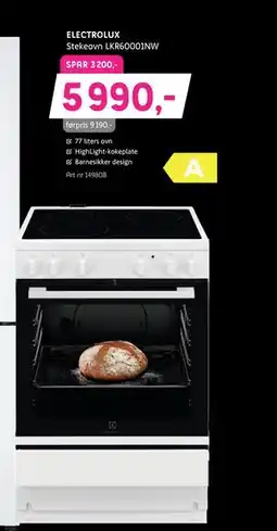 ELON ELECTROLUX Stekeovn LKR60001NW., NOK 5990 tilbud