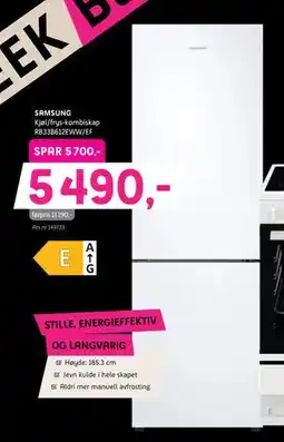 ELON SAMSUNG Kjøl/frys-kombiskap RB33B612EWW/EF., NOK 5490 tilbud